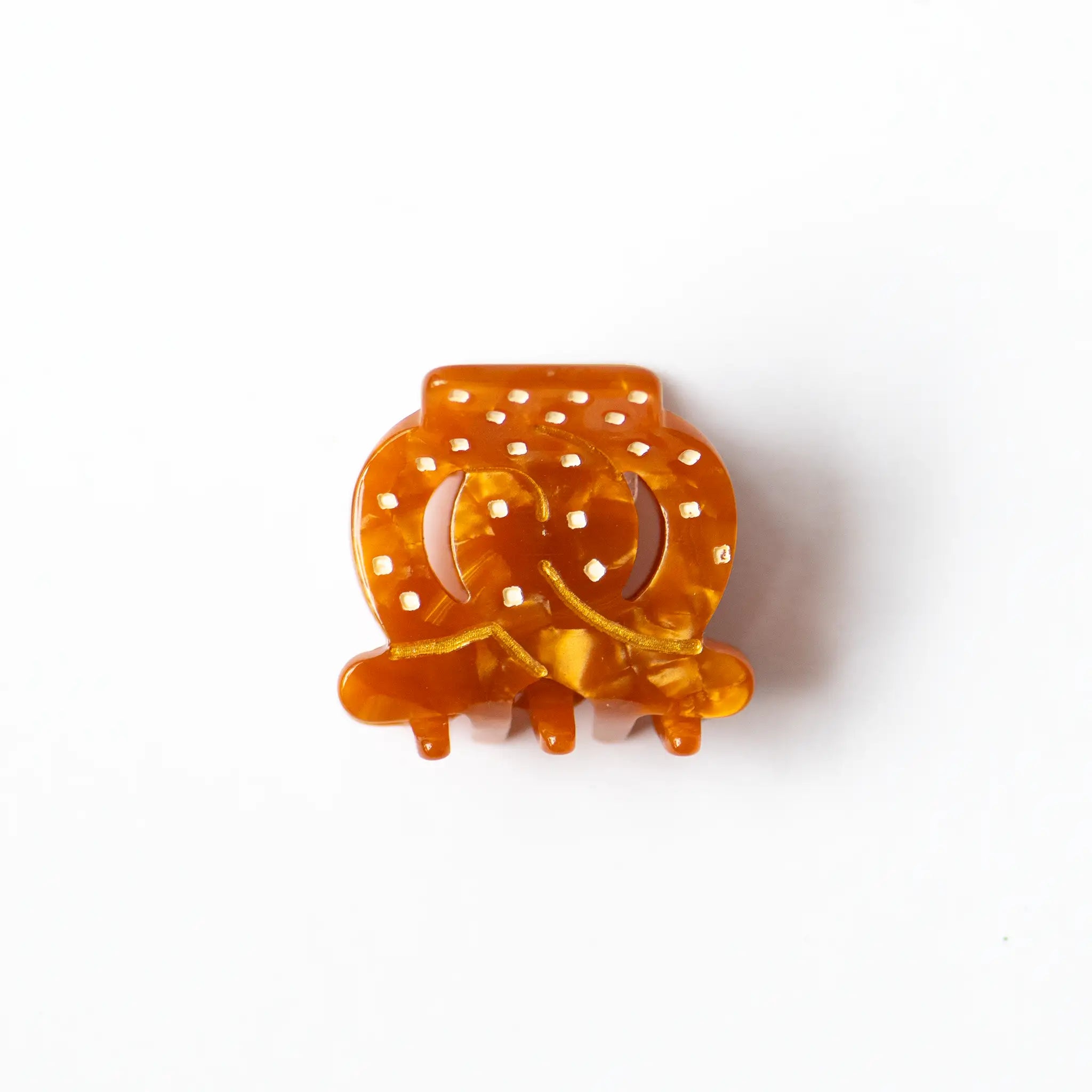 Haarklammer Herz Rot-orange Marmoriert – Made In Germany, 8,5 Cm Breit, Mit Kammzähnen
