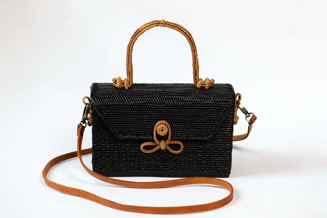 Dirndl Tasche Aus Korbgeflecht Schultertasche 'Lucy Schwarz'