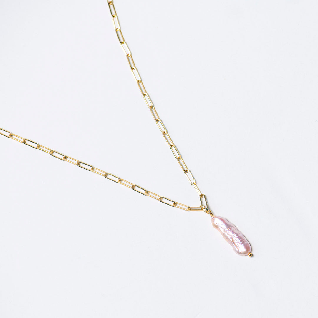 Halskette 'Ankerkette Perle rosé gold'