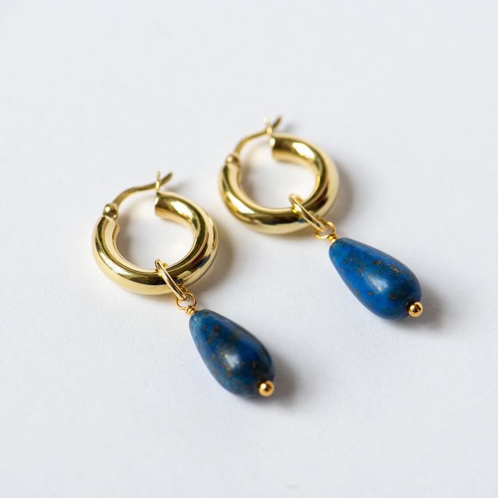 Creolen 'chunky Lapis Lazuli gold'