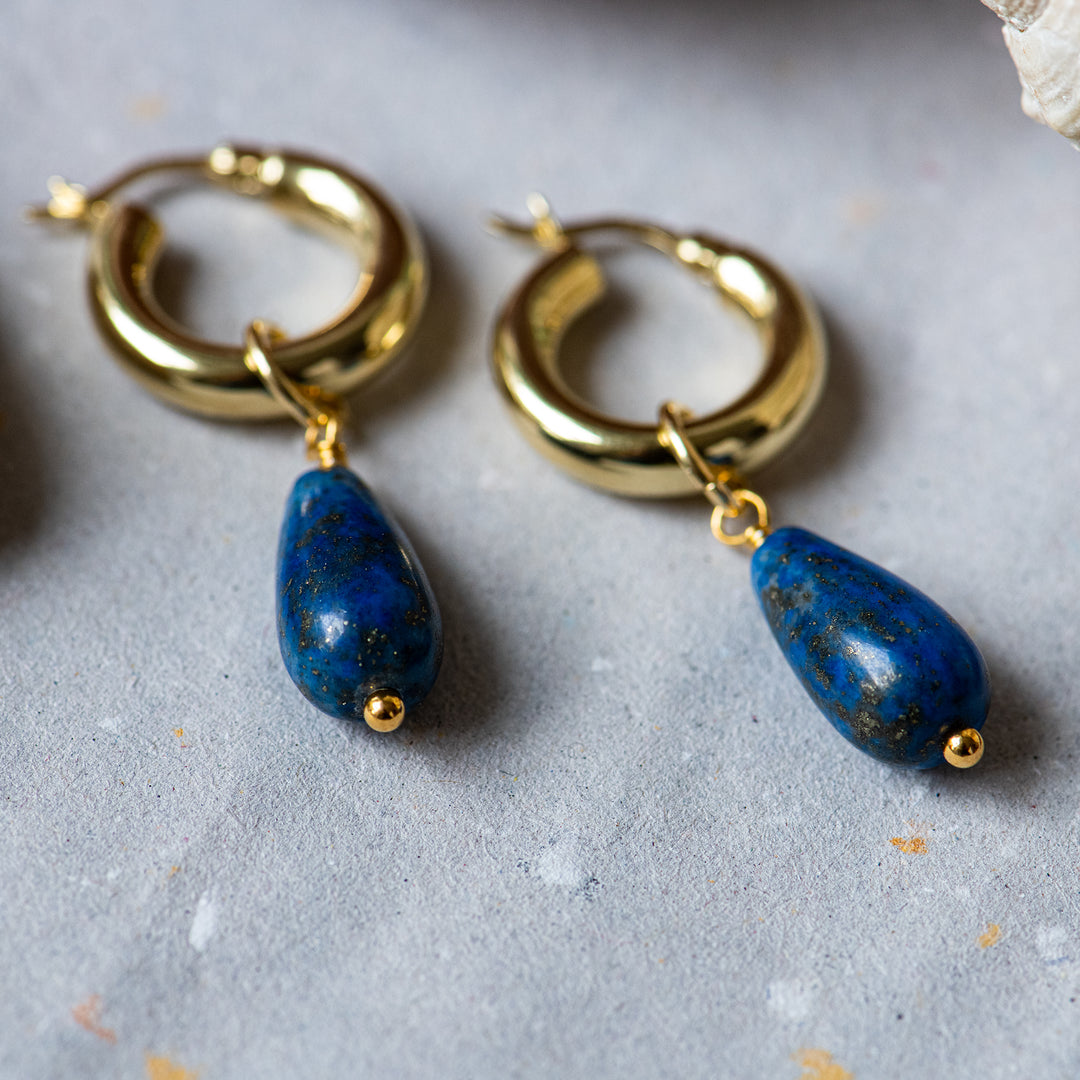 Creolen 'chunky Lapis Lazuli gold'