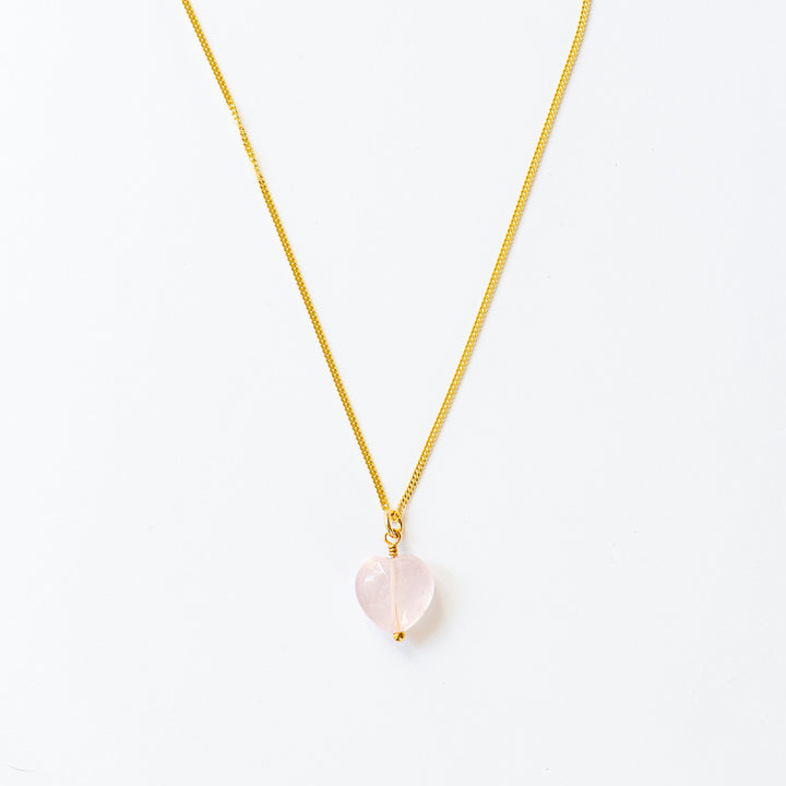 Halskette 'Rosenquarz Herz gold'