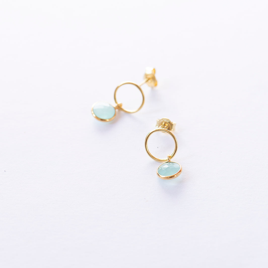 Ohrstecker 'Chalcedon rund gold'