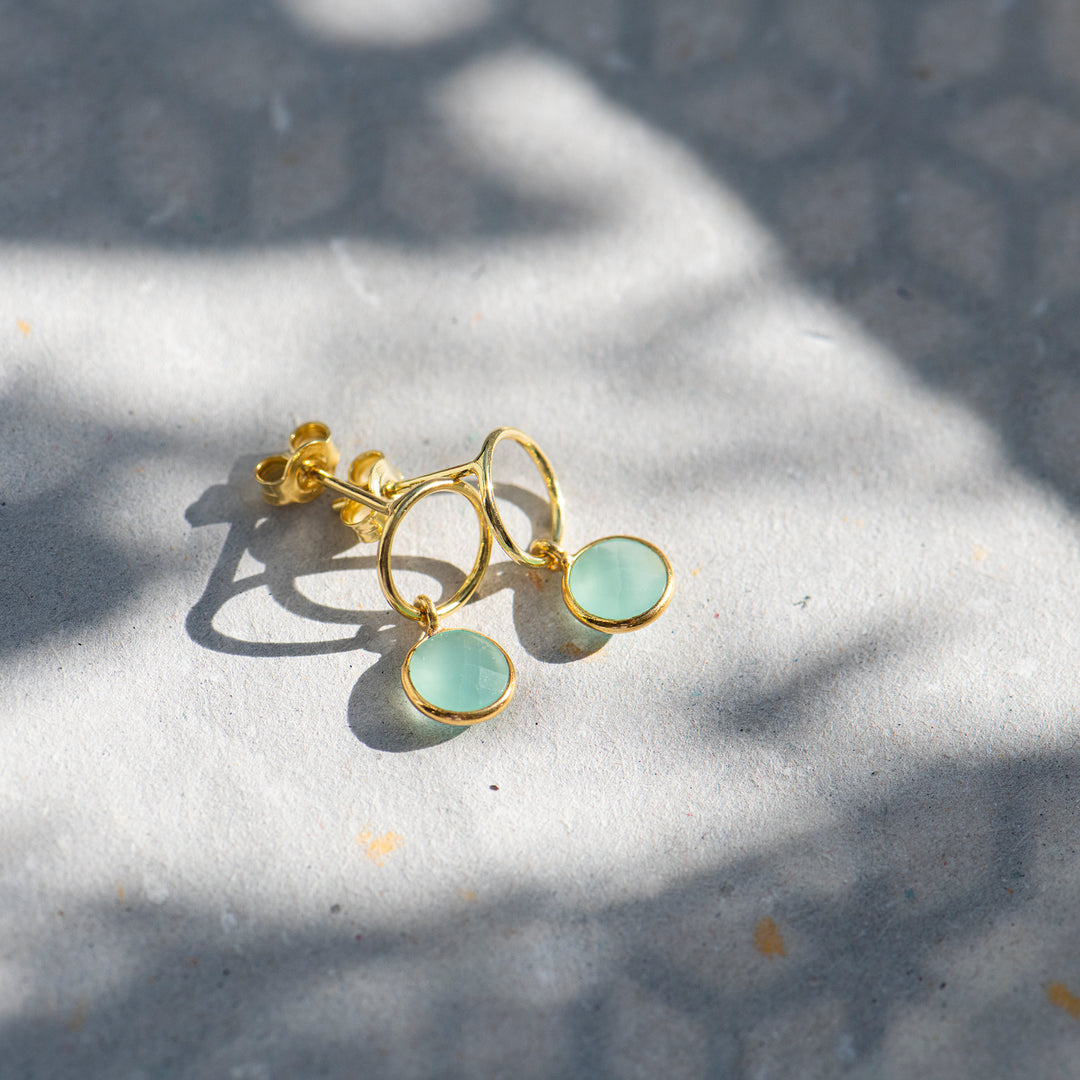 Ohrstecker 'Chalcedon rund gold'