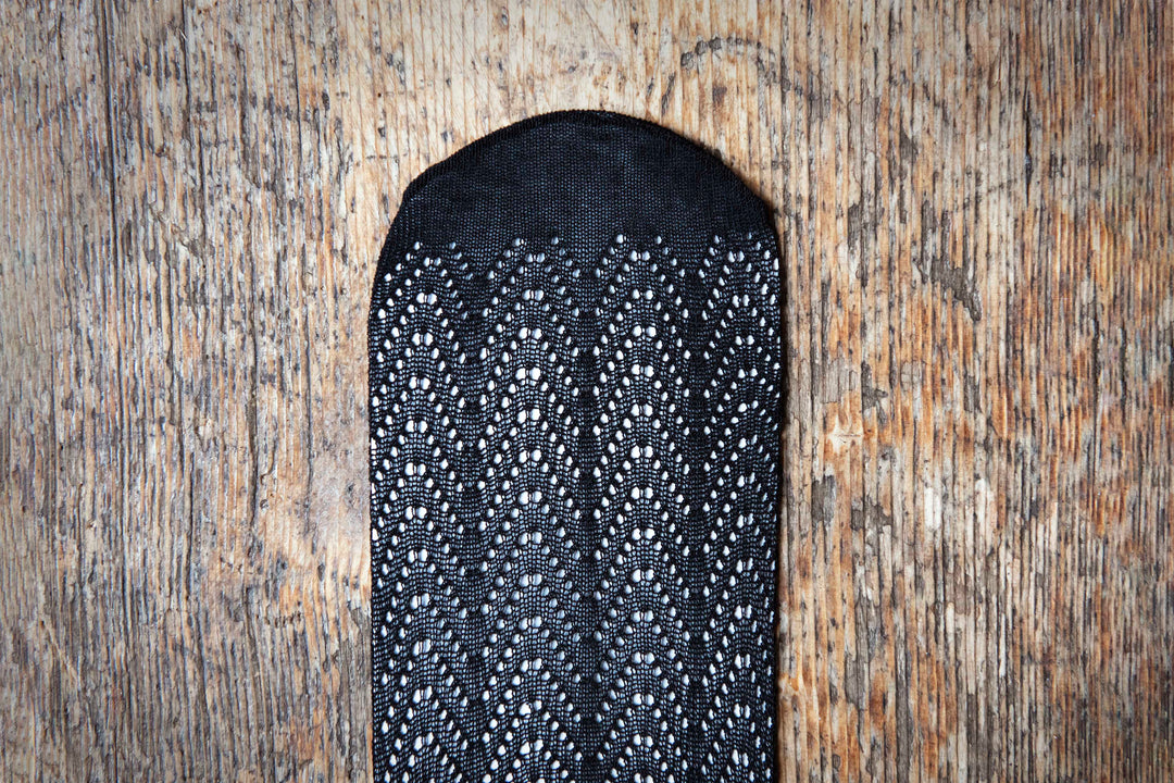 Detail Muster Strumpfhose Ajour schwarz